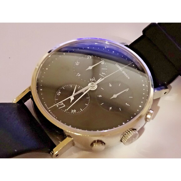 Mens  38mm Georg Jensen 317 St. Steel Quartz Chronograph Watch by Henning Koppel - Picture 4 of 15